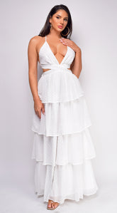 Kamaria White Tiered Maxi Dress